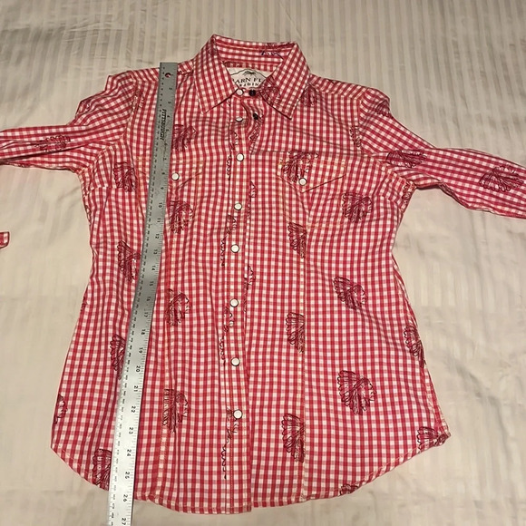 Red & White Checkered Headdress Button Down Shirt M - Picture 8 of 8